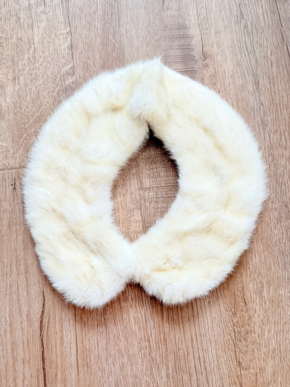 Genuine White Mink Fur Neck Wrap Scarf Collar Handmade Vintage Mint